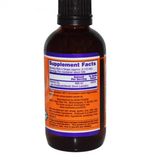ТЕЧЕН ВИТАМИН Д3 59мл. НАУ ФУУДС | LIQUID VITAMIN D3 59ml NOW FOODS