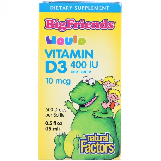ВИТАМИН Д3 ЗА ДЕЦА Big Friends 400 IU разтвор 15мл НАТУРАЛ ФАКТОРС | VITAMIN D3 FOR KIDS Big Friends 400 IU sol. 15ml NATURAL FACTORS
