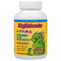 ВИТАМИН Д3 Big friends (За деца) 400 IU 250 дъвчащи табл. НАТУРАЛ ФАКТОРС | VITAMIN D3 Big friends (For kids) 400 IU 250 chewable tabs NATURAL FACTORS