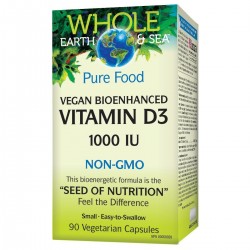ВИТАМИН Д3 (Веган) 1000 IU 90 капсули ХОУЛ ЪРТ & СИЙ | VITAMIN D3 1000 IU 90 veg.caps WHOLE EARTH & SEA 