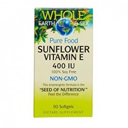 ВИТАМИН Е (от Слъчоглед) 400 IU 90 бр. софтгел капсули ХОУЛ ЪРТ & СИЙ | SUNFLOWER VITAMIN E 400 IU 90s softgels WHOLE EARTH & SEA 