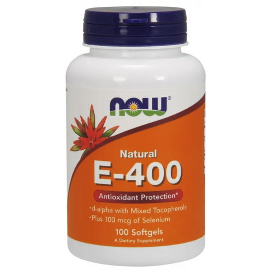 ВИТАМИН Е-400 UI 100 капсули НАУ ФУУДС | VITAMIN E-400 UI 100s softgels NOW FOODS