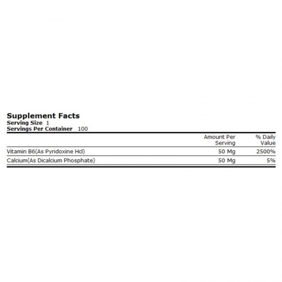 ВИТАМИН B6 50мг таблетки 100бр. СОЛГАР | VITAMIN B6 50mg tabs 100s SOLGAR