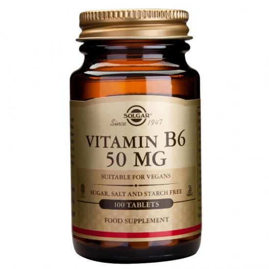 ВИТАМИН B6 50мг таблетки 100бр. СОЛГАР | VITAMIN B6 50mg tabs 100s SOLGAR