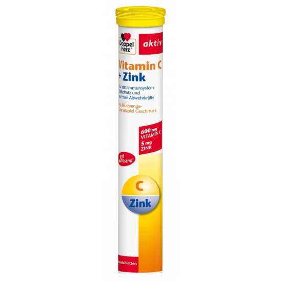 ВИТАМИН Ц + ЦИНК х 15 ефервесцентни (разтворими) таблетки ДОПЕЛХЕРЦ | VITAMIN C + ZINC 15 effervescent tabs DOPPELHERZ 