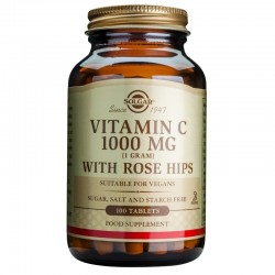 ВИТАМИН C С ШИПКА 1000мг таблетки 100бр. СОЛГАР | VITAMIN C WITH ROSE HIPS 1000mg tabs 100s SOLGAR