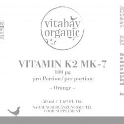 Витамин К2 течен Органик 100 µg x 20 мл таблетки Витабей | Organic Vitamin K2 Liquid 100 µg x 20 ml Vitabay