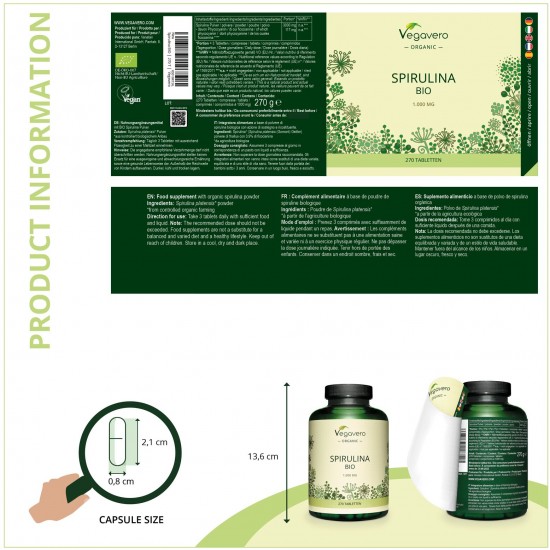 Био Спирулина таблетки x 270 бр ВЕГАВЕРО | Bio Spirulina tabs x 270 VEGAVERO 