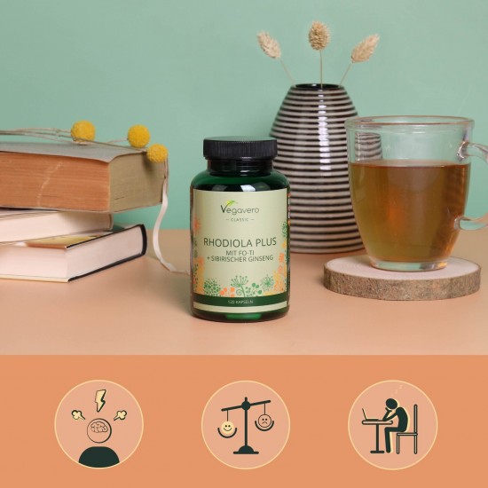 Златен корен + Фо-ти и Сибирски женшен капсули x 120 бр ВЕГАВЕРО | Rhodiola Plus mit Fo-Ti + Sibirischer Ginseng caps x 120 VEGAVERO 