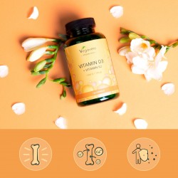 Витамин D3 1000 IU + К2 100 µg капсули x 120 бр ВЕГАВЕРО | Vitamin D3 + K2 caps x 120 VEGAVERO 