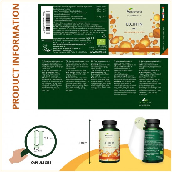 Био Лецитин 500мг x 120 капсули ВЕГАВЕРО | Lecithin Bio x 120 caps VEGAVERO