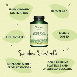 Био Спирулина + Хлорела капсули x 240 бр ВЕГАВЕРО | Bio Spirulina + Bio Chlorella caps x 240 VEGAVERO 