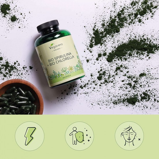 Био Спирулина + Хлорела капсули x 240 бр ВЕГАВЕРО | Bio Spirulina + Bio Chlorella caps x 240 VEGAVERO 