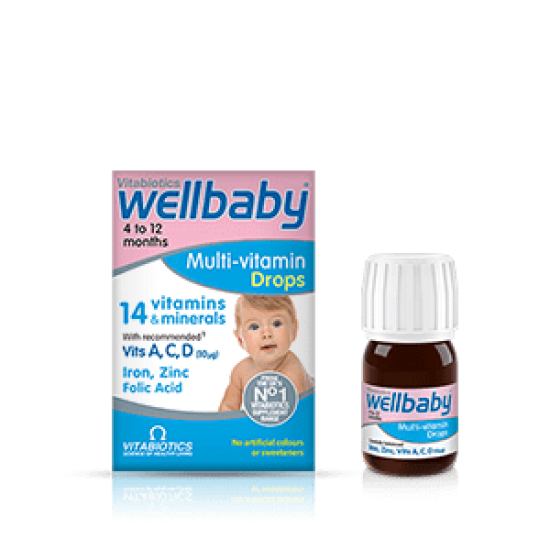 УЕЛБЕЙБИ Мултивитаминни капки за бебета 30мл ВИТАБИОТИКС | WELLBABY Multivitamin drops for babies 30ml VITABIOTICS