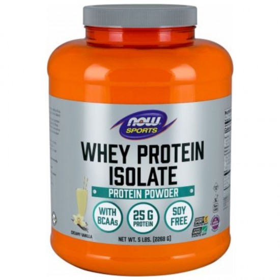 СУРОВАТЪЧЕН ПРОТЕИН ИЗОЛАТ - ВАНИЛИЯ прах 2268гр. НАУ ФУУДС | WHEY PROTEIN ISOLATE - VANILLA pwd 2268g NOW FOODS