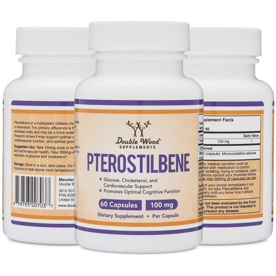 Птеростилбен капсули x 60 бр Дабъл Ууд | Pterostilbene caps x 60 s Double Wood