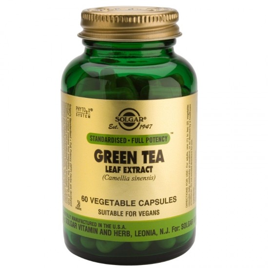 ЕКСТРАКТ ОТ ЛИСТАТА НА ЗЕЛЕН ЧАЙ растителни капсули 60бр. СОЛГАР | GREEN TEA LEAF EXTRACT veg. caps 60s SOLGAR