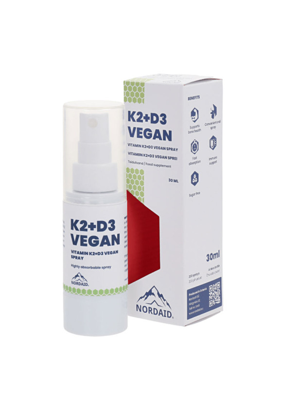 Витамин К2 + D3 х 30 мл, веган спрей Нордейд | K2 + D3 Vegan Spray x 30 ml Nordaid
