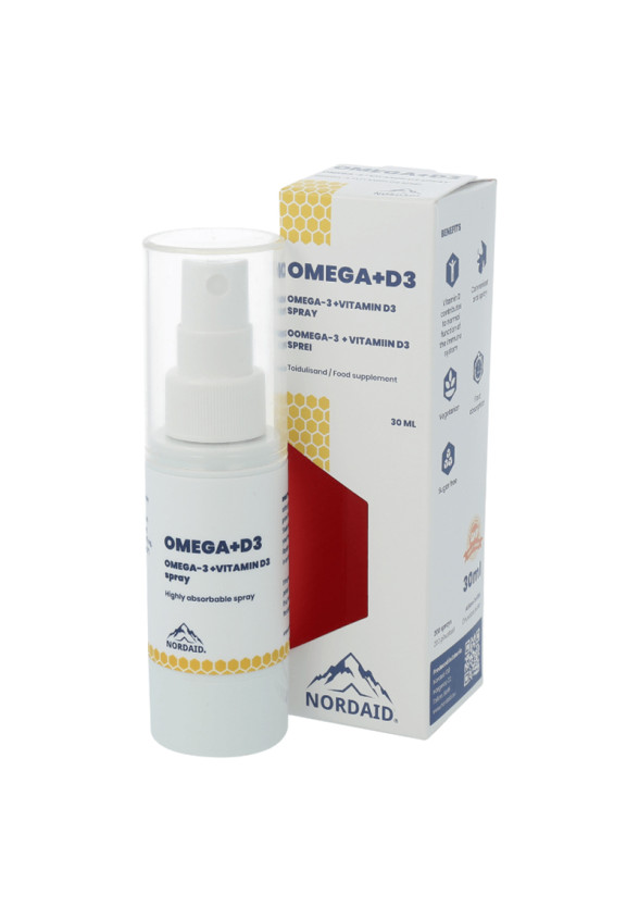 Omega-3 + D3 х 30 мл, веган спрей Нордейд | Omega-3 + D3 Vegan Spray x 30 ml Nordaid