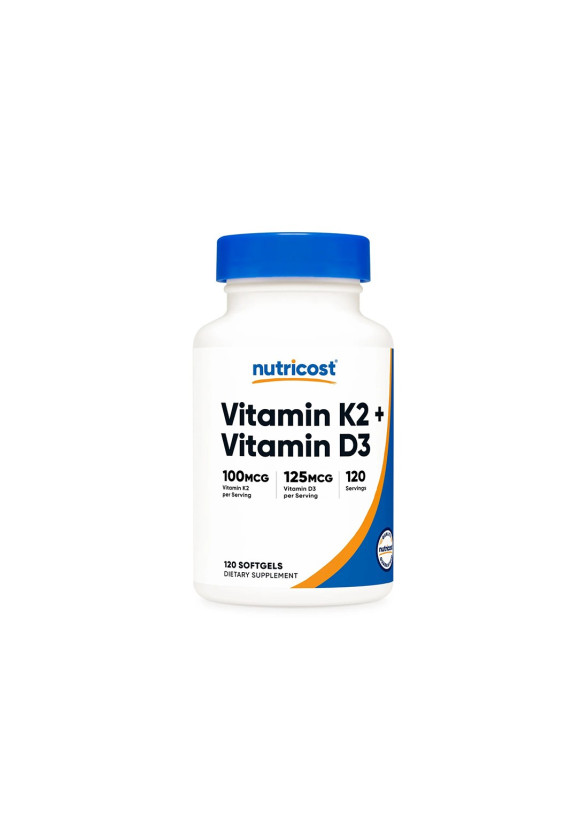Витамин К2 + Витамин D3 x 120 софтгел капсули НУТРИКОСТ | Vitamin K2 + Vitamin D3 x 120 softgels caps NUTRICOST