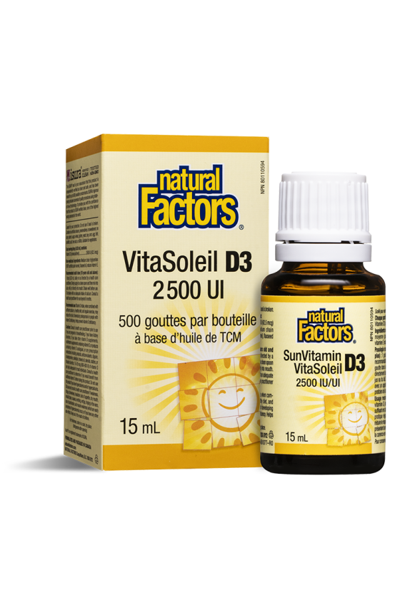 Витамин D3 2500 IU x 15 ml капки НАТУРАЛ ФАКТОРС | Vitamin D3 2500 IU x 15 drops NATURAL FACTORS
