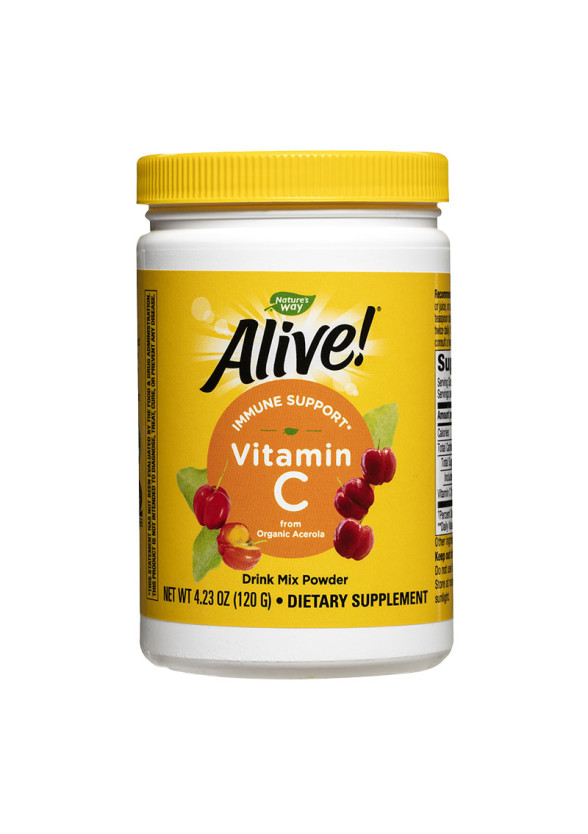 АЛАЙВ Витамин Ц 500мг от ацерола на прах 120гр пудра НЕЙЧЪР'С УЕЙ | ALIVE Vitamin C 500mg from acerola 120g powder NATURE'S WAY