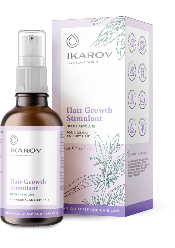 ИКАРОВ Стимулант за растеж на косата с абсолю от КОПРИВА 100мл | IKAROV Hair growth stimulant whit NETTLE absolute 100ml
