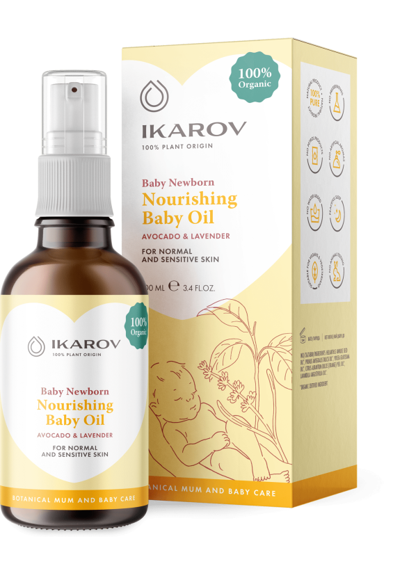 ИКАРОВ БИО Бебешко подхранващо масло - АВОКАДО И ЛАВАНДУЛА 100мл | IKAROV BIO Nourishing baby oil - AVOCADO & LAVENDER 100ml