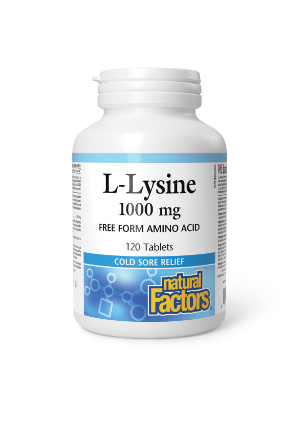 Л-Лизин 1000 mg x 120 таблетки НАТУРАЛ ФАКТОРС | L-Lysine x 120 tabs NATURAL FACTORS