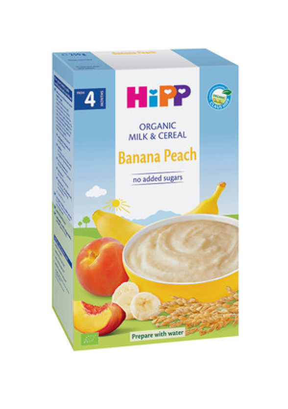 ХИП БИО Млечна каша банан и праскова 4+ м. 250гр. | HIPP BIO Milk mash banana and peach 4+ m 250g