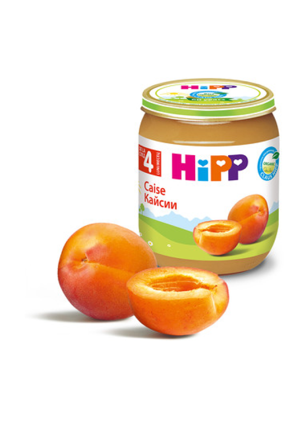 ХИП БИО Пюре Кайсии 4+ м. 3бр х 125гр. | HIPP BIO Apricots puree 4+ m 3s x 125g
