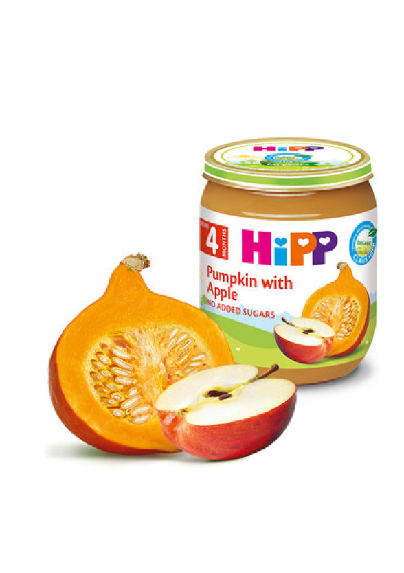 ХИП БИО Пюре Тиква с ябълки 4+ м. 3бр х 125гр. | HIPP BIO Pumpkin with apples puree 4+ m 3s x 125g