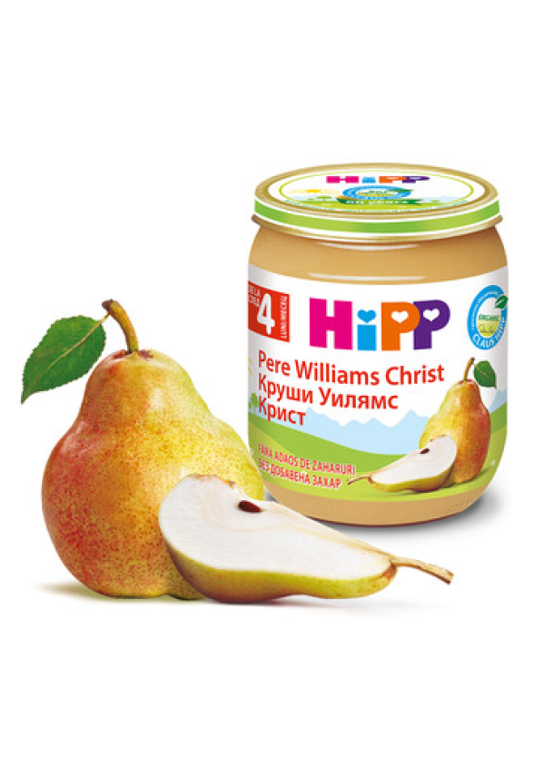 ХИП БИО Пюре Круши Уилиамс-Крист 4+ м. 3 бр х 125гр. | HIPP BIO Pears Williams Christ puree 4+ m 3s x 125g