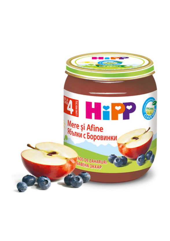 ХИП БИО Пюре Ябълки с боровинки 4+ м. 3бр х 125гр. | HIPP BIO Apples with blackberries puree 4+ m 3s x 125g