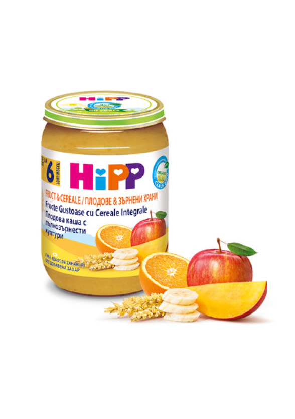 ХИП БИО Плодова каша с пълнозърнести култури 6+ м. 3бр х 190гр. | HIPP BIO Fruits with wholemeal cereal mash 6+ m 3s x 190g
