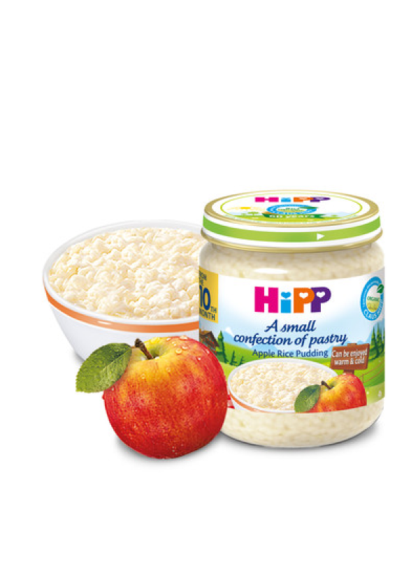 ХИП БИО Пюре Мляко с ориз и ябълка 10+ м. 3бр х 200гр. | HIPP BIO Apple rice pudding puree 10+ m 3s x 200g