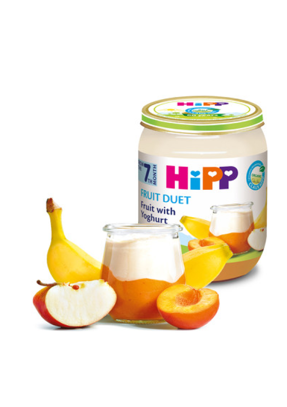 ХИП БИО Пюре Плодове с йогурт 7+ м. 3бр х 160гр. | HIPP BIO Fruits with yogurt puree 7+ m 3s x 160g