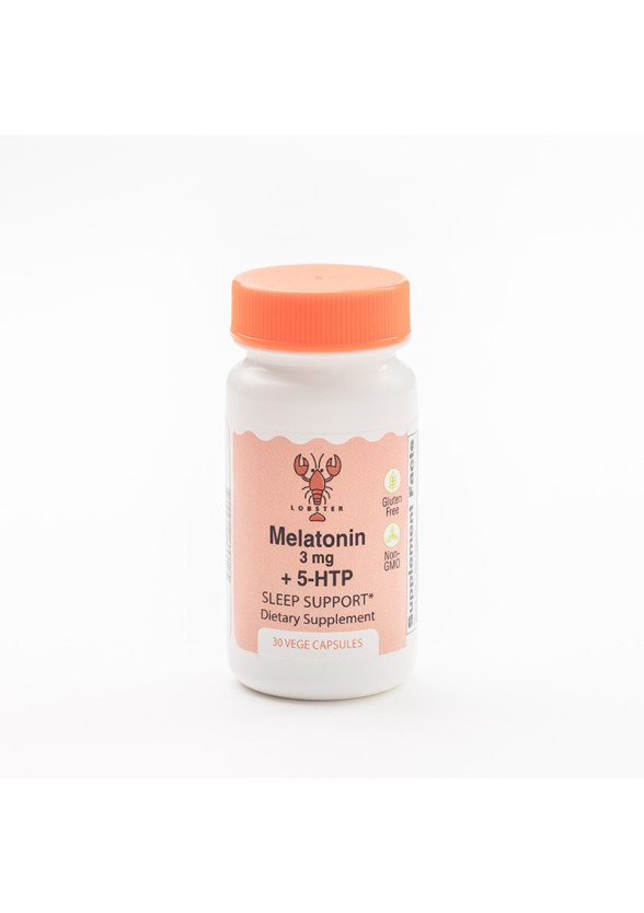 МЕЛАТОНИН 3мг + 5-HTP растителни капсули x 30бр ЛОБСТЕР | MELATONIN 3mg + 5-HTP vege caps x 30s LOBSTER