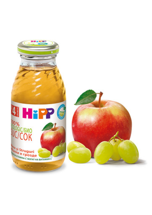 ХИП БИО Сок ябълки и грозде 4+ м. 3бр х 200мл. | HIPP BIO Organic juice apple and grapes 4+ m 3s x 200ml