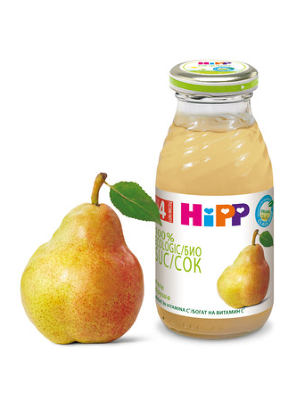 ХИП БИО Сок от круши 4+ м. 3бр х 200мл. | HIPP BIO Organic juice pear 4+ m 3s x 200ml