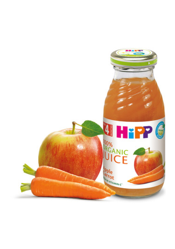ХИП БИО Сок от ябълки и моркови 4+ м. 3бр х 200мл. | HIPP BIO Organic juice apple and carrot 4+ m 3s x 200ml