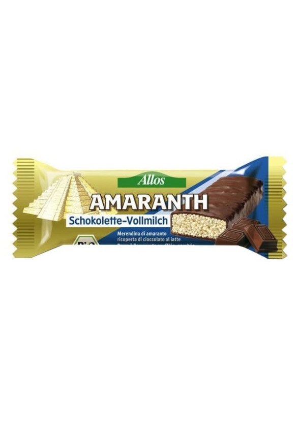 БИО Амарант Бар с Млечен шоколад 25гр АЛОС | BIO Amaranth Bar with Chocolate 25g ALLOS