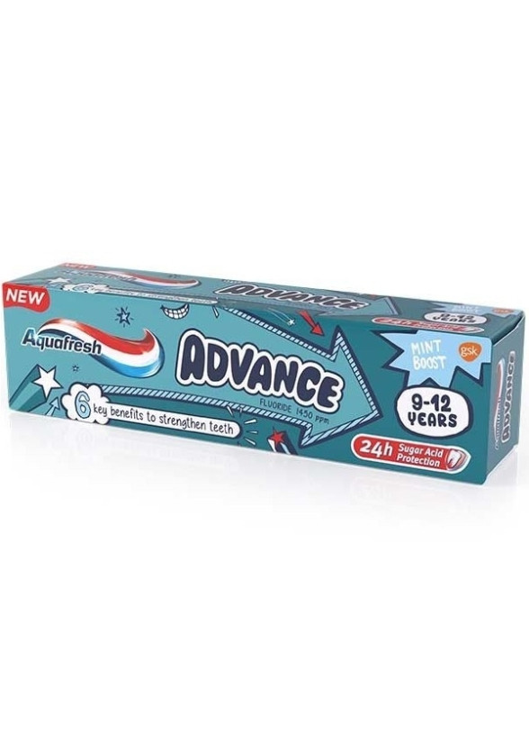 АКВАФРЕШ Детска паста за зъби 9-12г АДВАНС 75мл | AQUAFRESH Kids toothpaste 9-12y ADVANCE 75ml