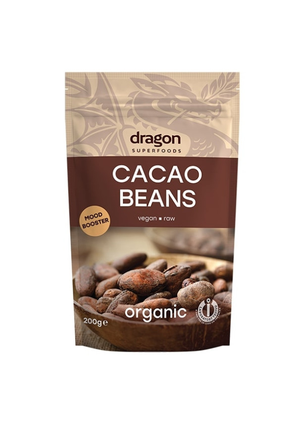 БИО Какаови зърна, цели 100гр или 200гр ДРАГОН СУПЕРФУУДС | BIO Cacao beans 100g or 200g DRAGON SUPERFOODS