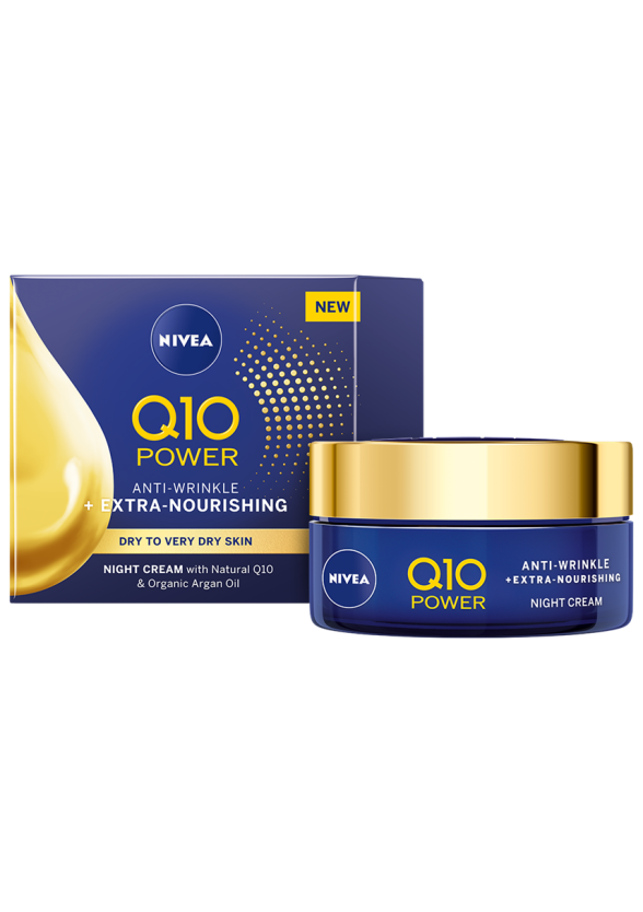 НИВЕА Q10+ ПАУЪР ЕКСТРА+ Подхранващ нощен крем против бръчки за суха кожа 50мл | NIVEA Q10+ POWER EXTRA+ Nourishing anti-wrinkle night cream 50ml