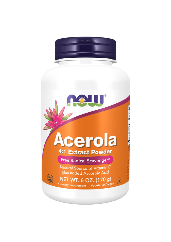 АЦЕРОЛА Екстракт на прах 170гр НАУ ФУУДС | ACEROLA Extract 4:1 Powder 170g NOW FOODS