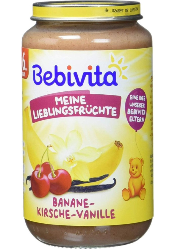 БЕБИВИТА Пюре Банан и вишна с ванилия 6+ м. 250гр. | BEBIVITA Banana and cherry with vanilla puree 6+ 250g