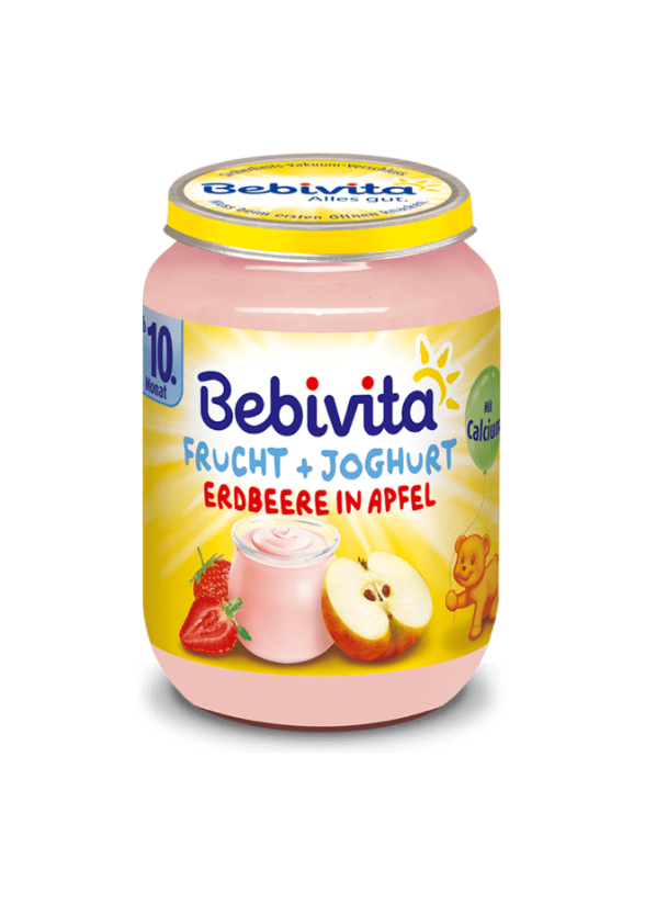 БЕБИВИТА Йогурт с плодове - ягода 10+ м. 190гр. | BEBIVITA Yoghurt with fruits - strawberry 10+ 190g