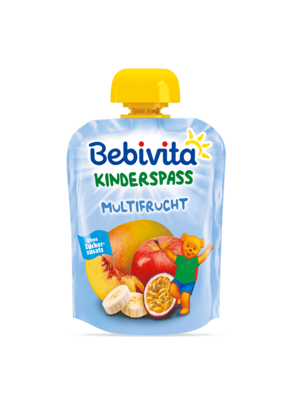 БЕБИВИТА Плодова закуска Мултиплод 1г.+ 3бр х 90гр. | BEBIVITA Multifruit Snack pouch 1+ 3s x 90g
