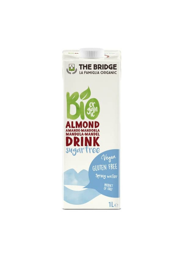 ДЪ БРИДЖ БИО Бадемова напитка (3%) БЕЗ ГЛУТЕН И БЕЗ ЗАХАР 1л | THE BRIDGE BIO Almond drink GLUTEN FREE AND SUGARFREE 1l